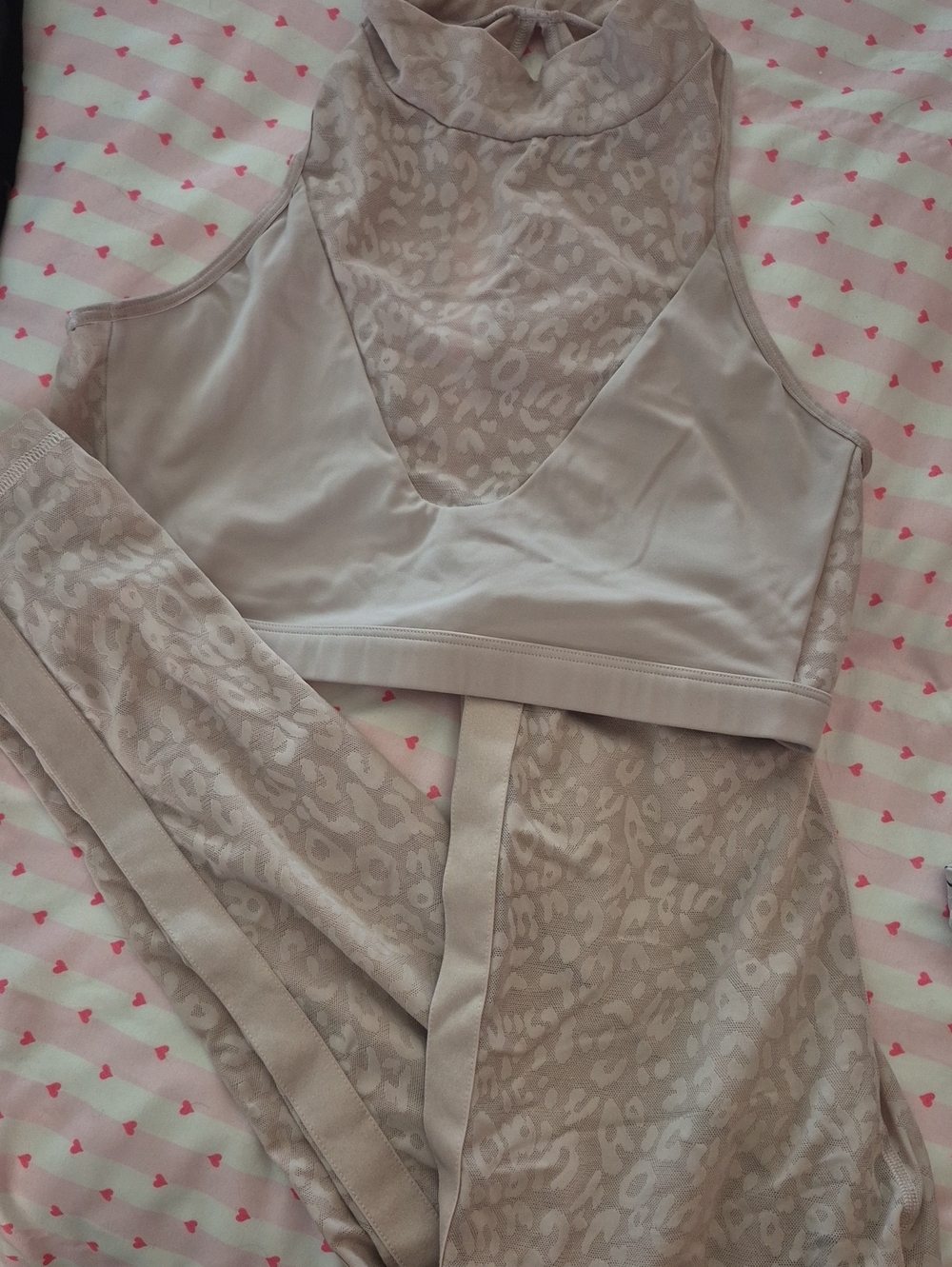 Victoria's Secret Taupe Leopard-Print High-Neck Sports Bralette & Leggings Set
